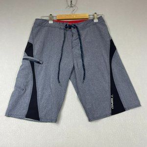 Oneill Superfreak Board Shorts Mens 30 Gray Zip Pocket Drawstring Beach Surf